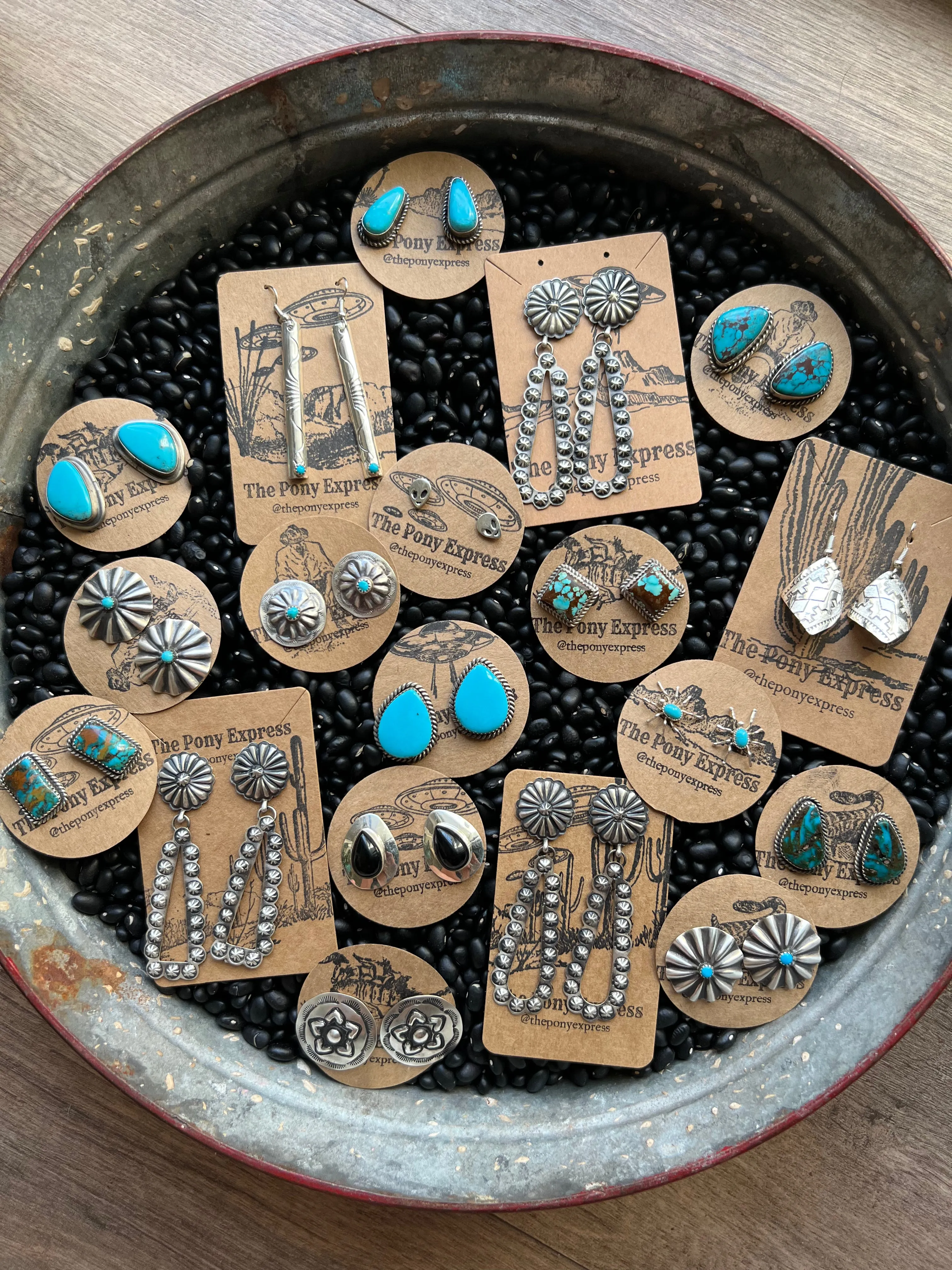 Stamped Turquoise concho studs