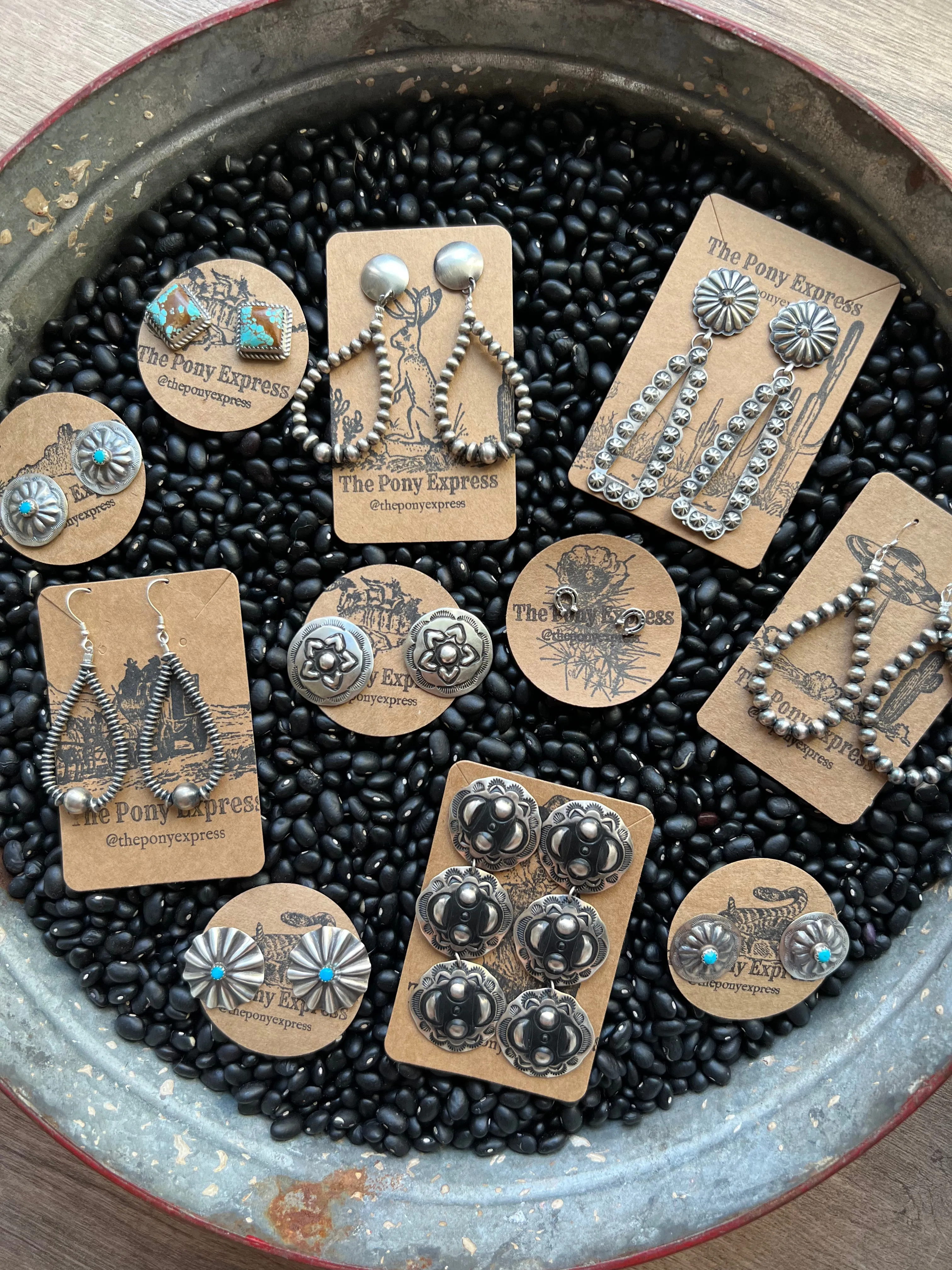 Stamped Turquoise concho studs