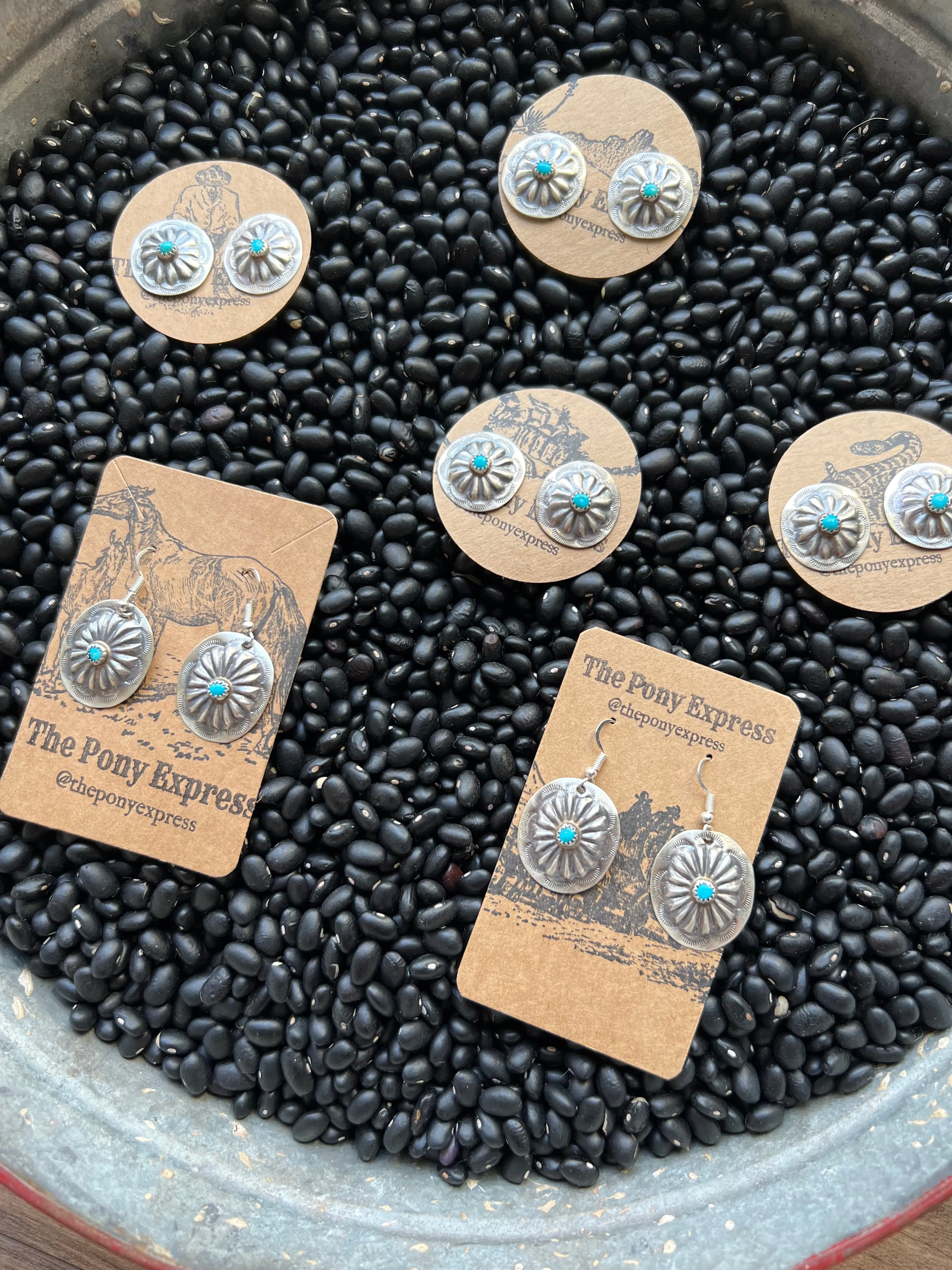 Stamped Turquoise concho studs