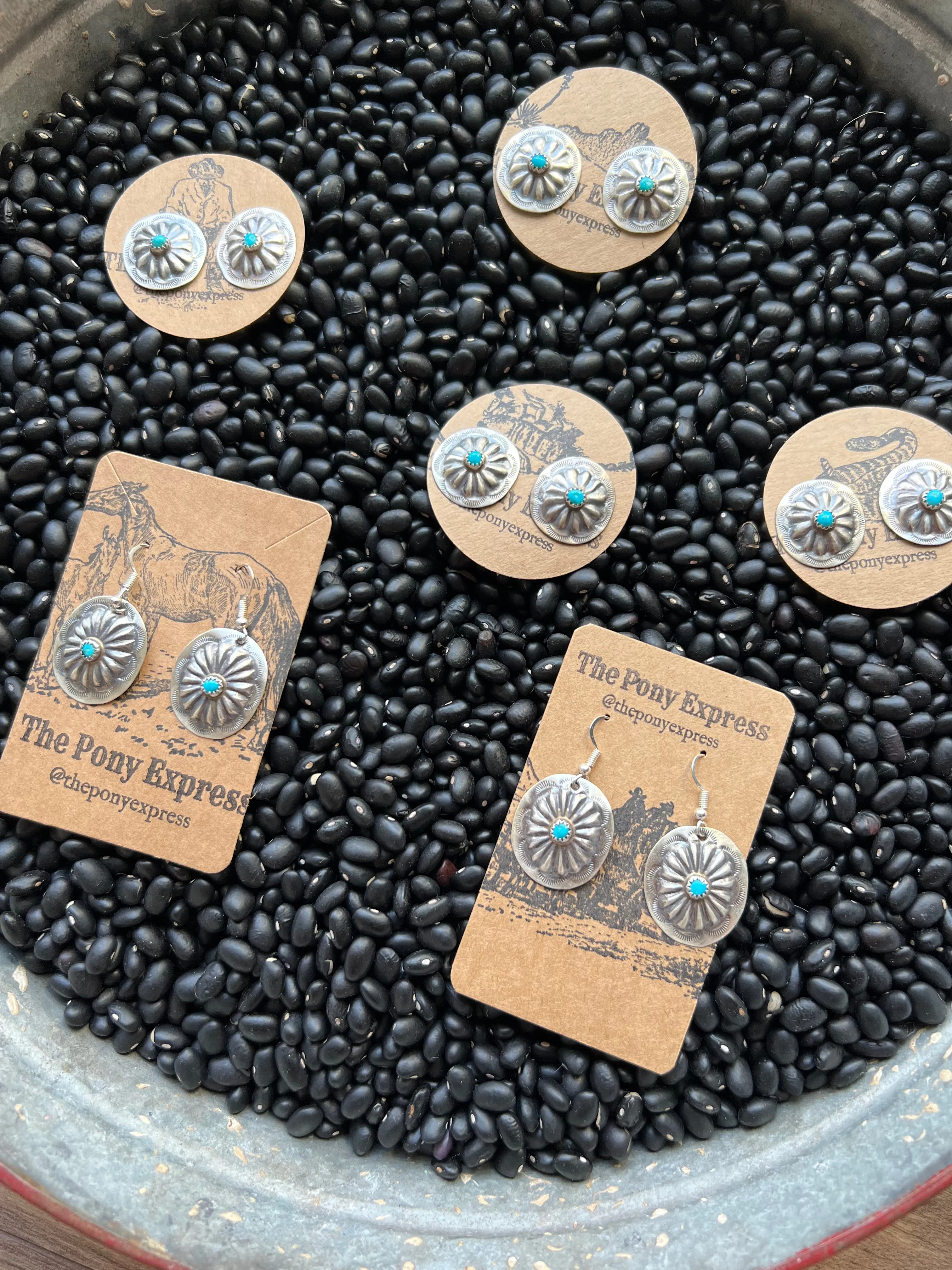 Stamped Turquoise concho studs