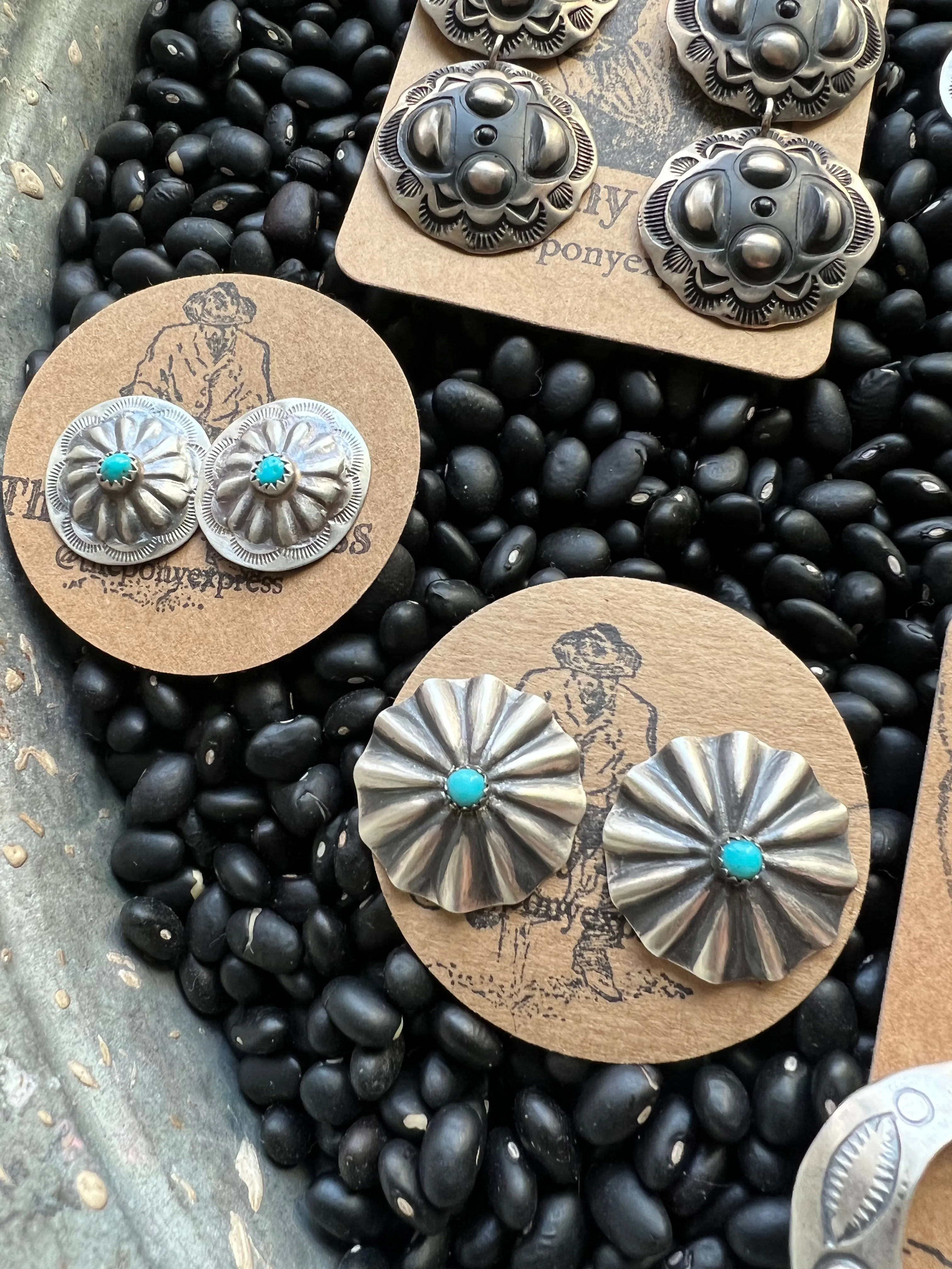 Stamped Turquoise concho studs