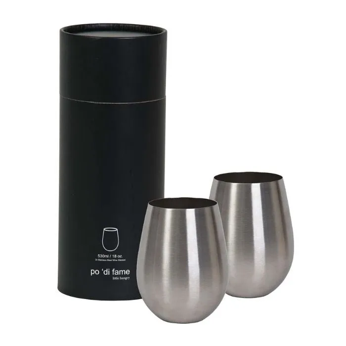Stemless Stainless Steel Wine Glass Set - Po 'di fame