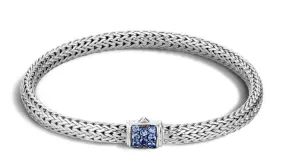 Sterling Silver Blue Sapphire Classic Chain Bracelet