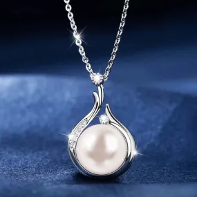 Sterling Silver Freshwater Pearl Necklace Giftable Female Zhuji Jewelry Baroque Round Natural Pearl Jewelry Set