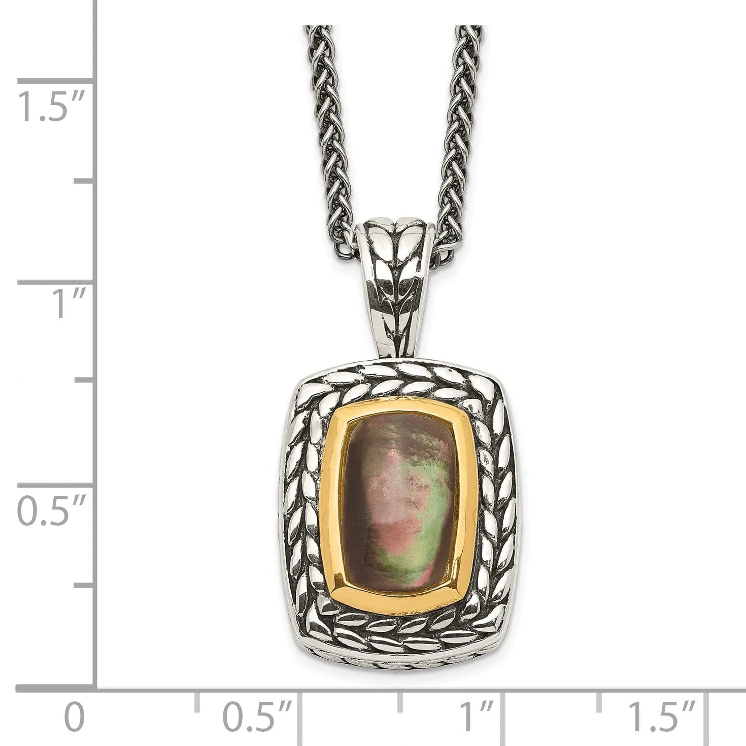 Sterling Silver Gold Mother of Pearl Necklace