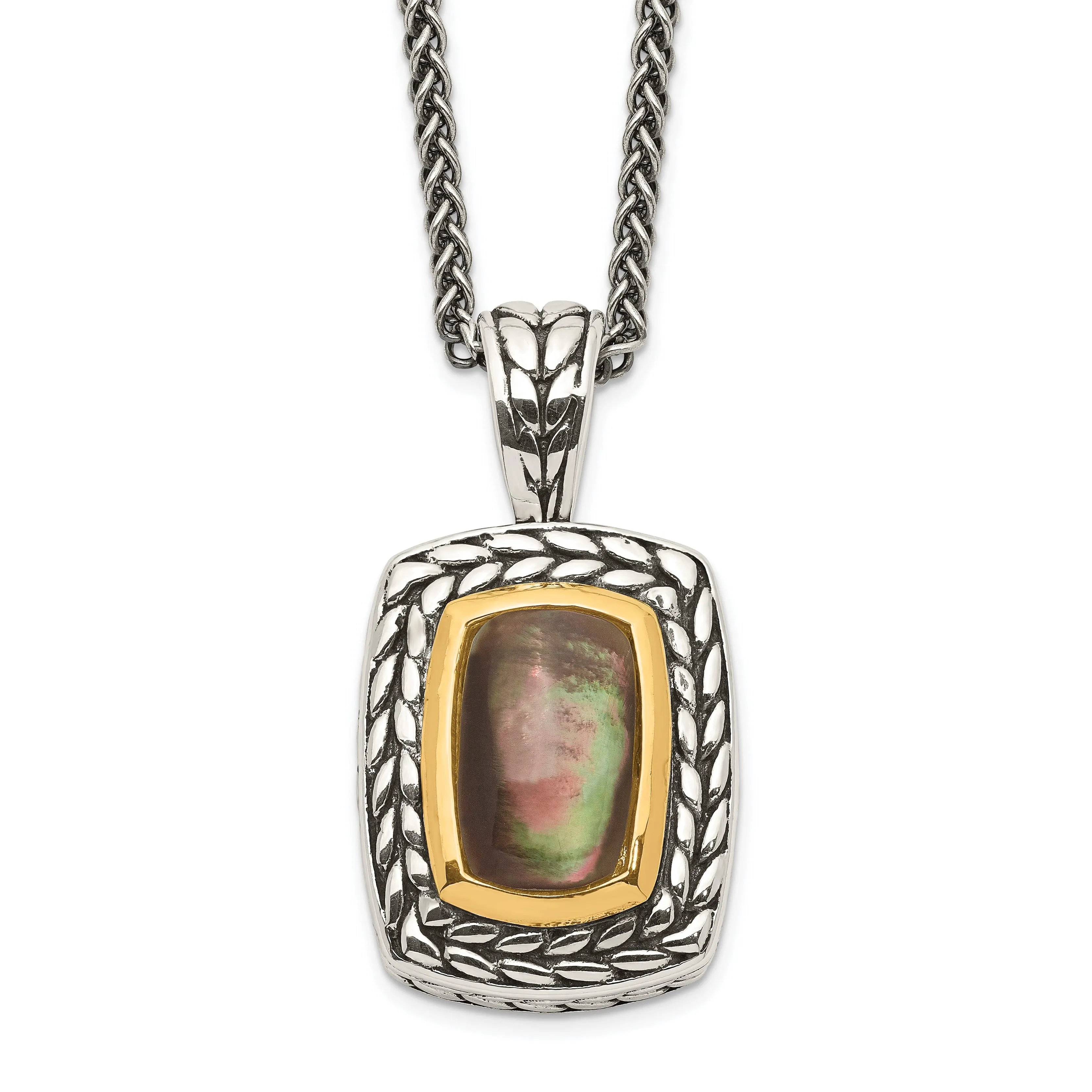 Sterling Silver Gold Mother of Pearl Necklace