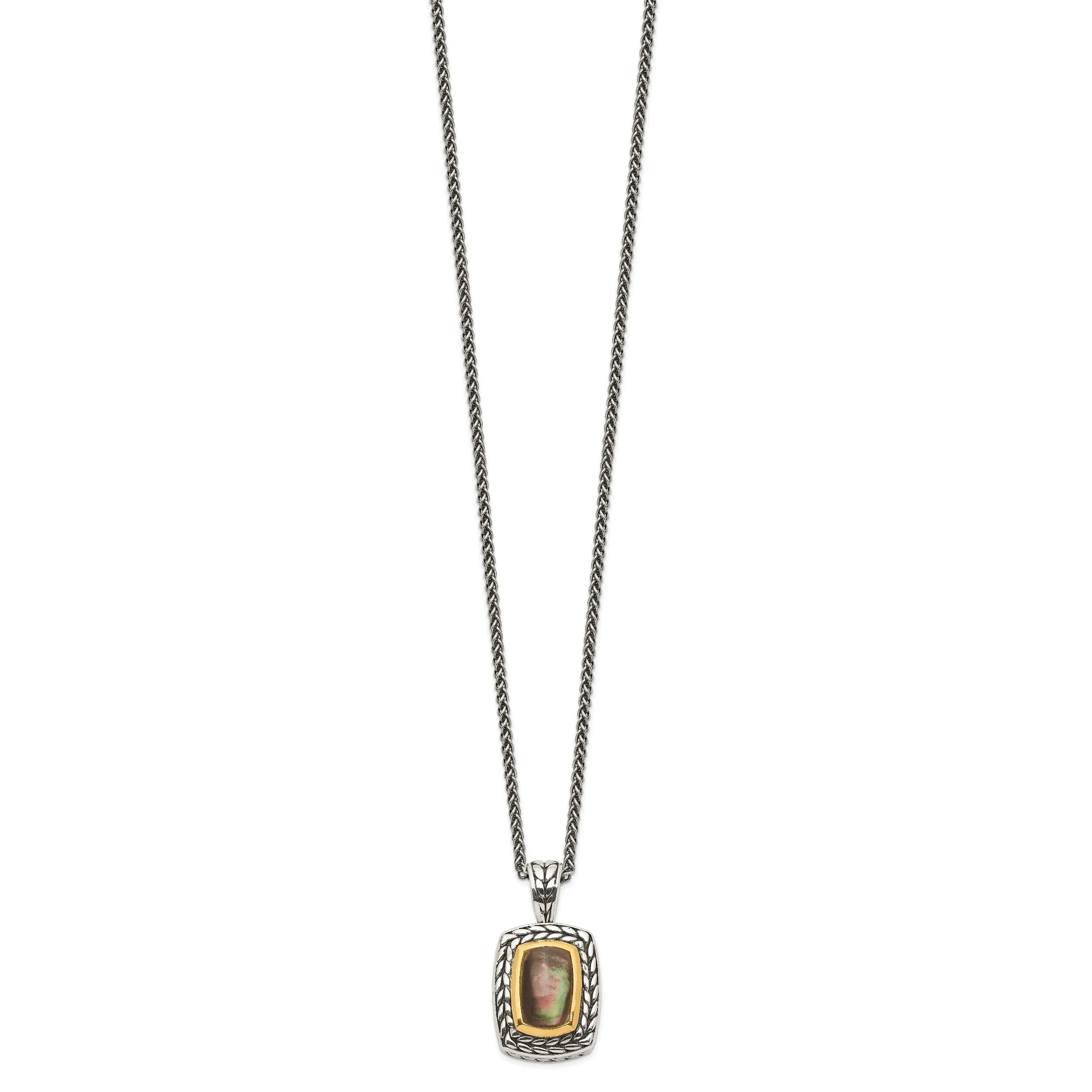 Sterling Silver Gold Mother of Pearl Necklace