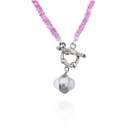 Sterling Silver Pink Tourmaline Single Strand Necklace