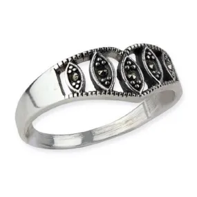 STERLING SILVER RING MARCASITE TIARA