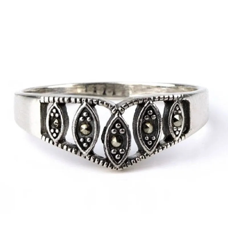 STERLING SILVER RING MARCASITE TIARA