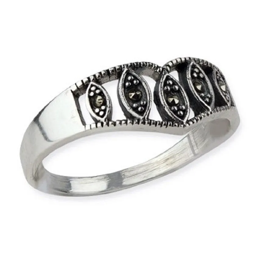 STERLING SILVER RING MARCASITE TIARA