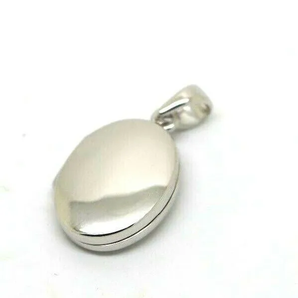Sterling Silver Small Oval Locket Pendant With 2 Photos