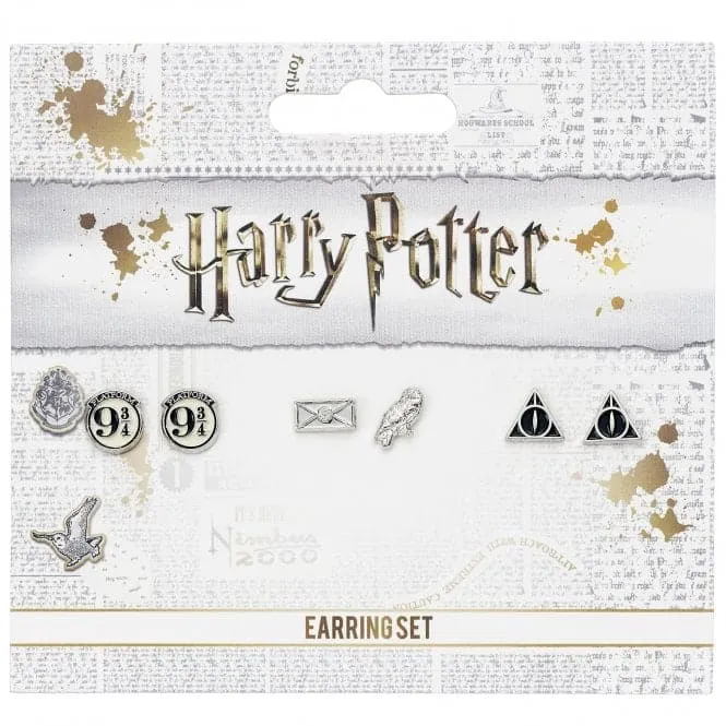 Stud Earring Set Platform 9 3/4, Hedwig & Letter, Deathly Hallows