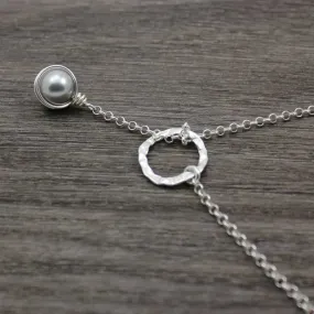 Swarovski pearl lariat - grey