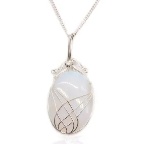 Swirl Wrapped Opalite Gemstone Necklace | Elegant Princess Style Jewelry