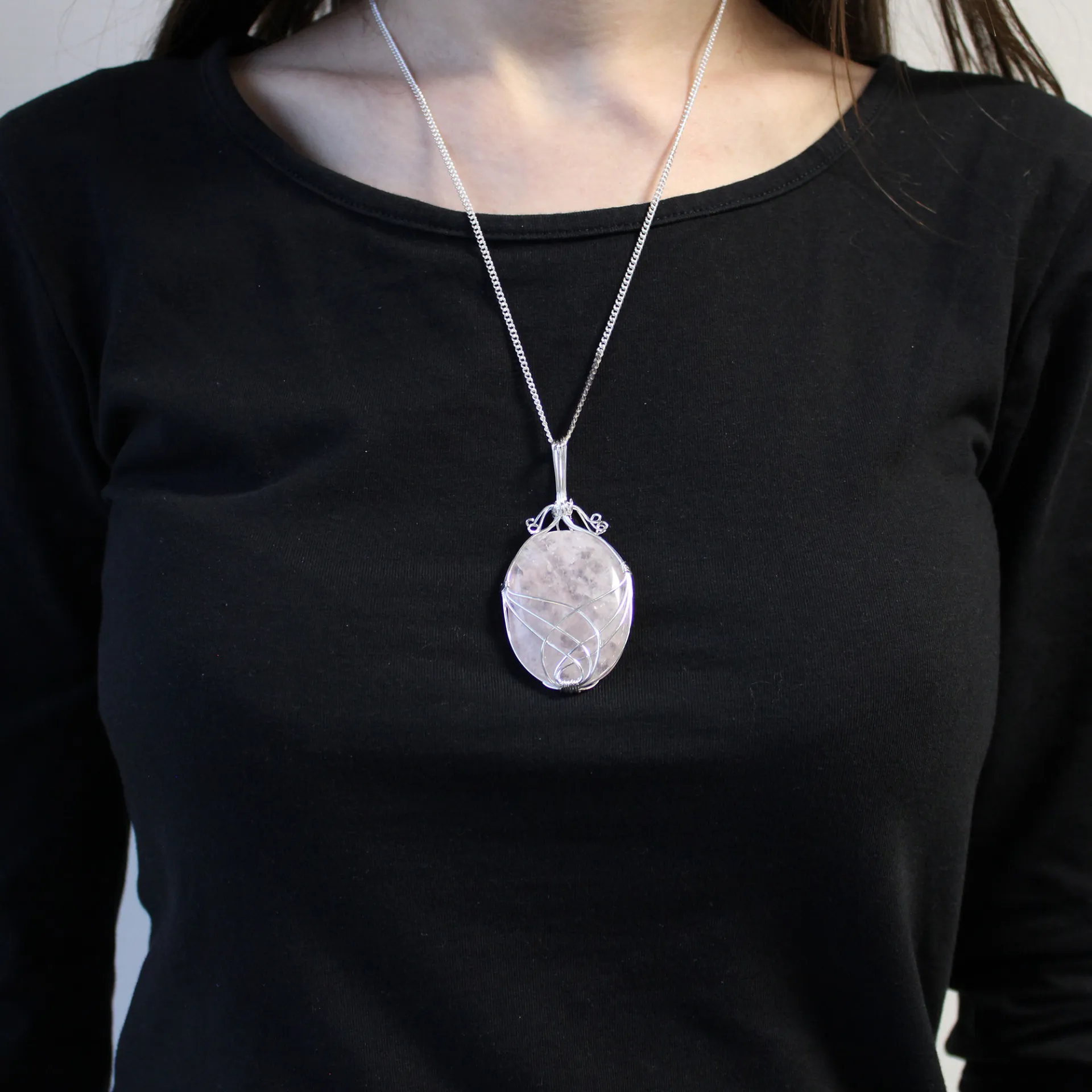 Swirl Wrapped Opalite Gemstone Necklace | Elegant Princess Style Jewelry