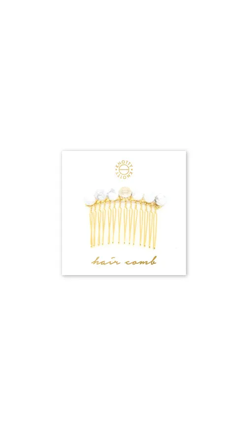 Tessa Hair Comb | White Howlite/Gold