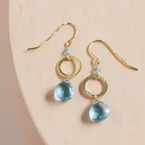 The Airie Earring - Aquamarine Quartz Gold