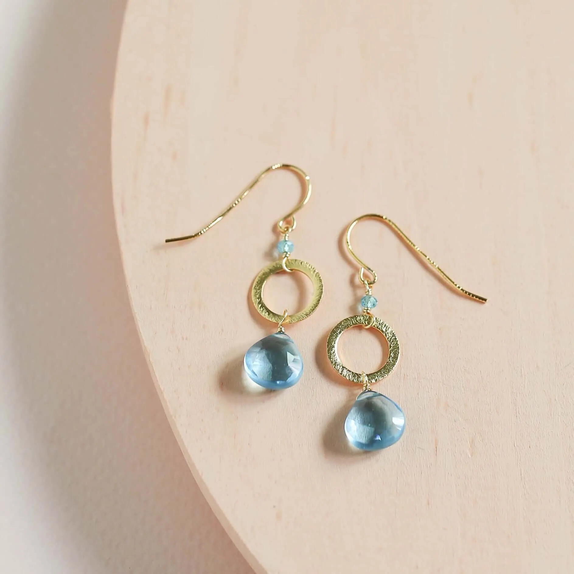 The Airie Earring - Aquamarine Quartz Gold
