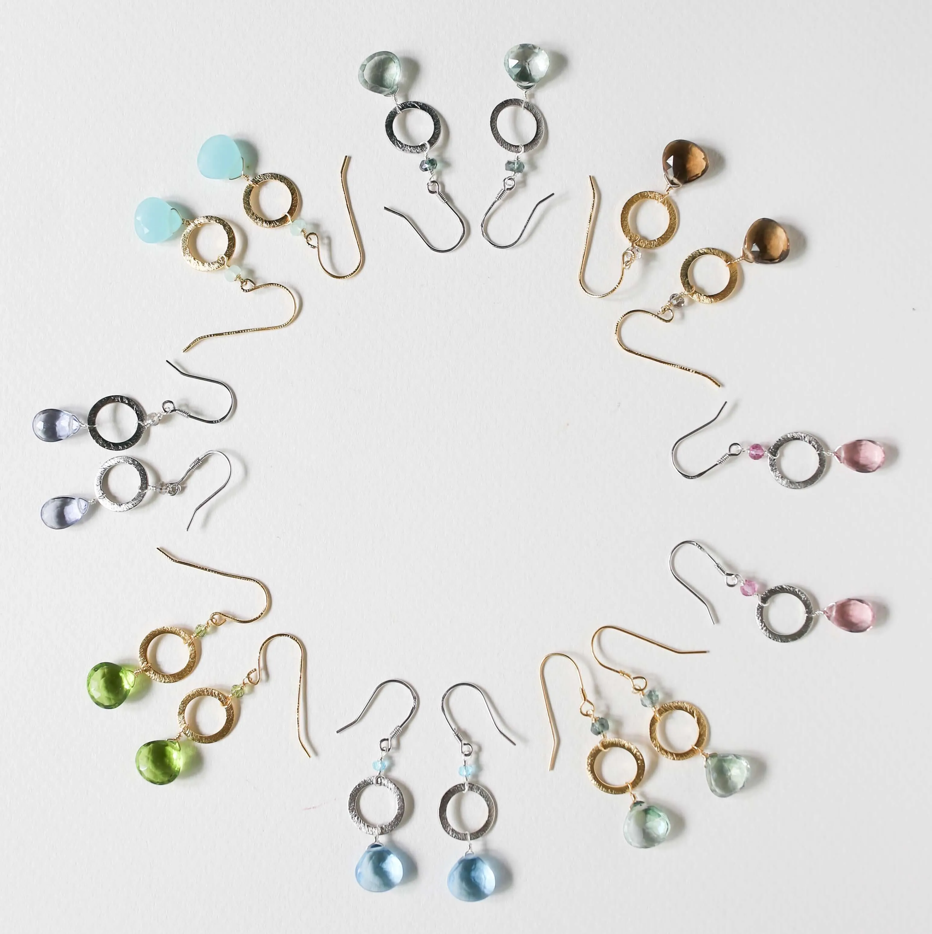 The Airie Earring - Aquamarine Quartz Gold