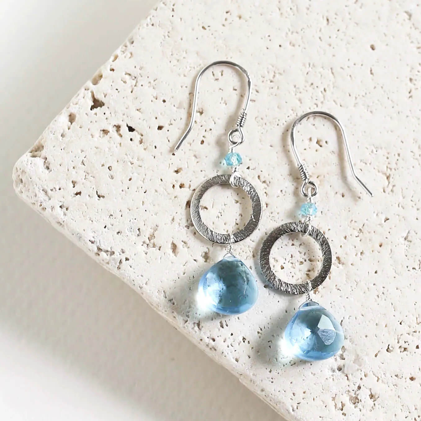 The Airie Earring - Aquamarine Quartz Gold