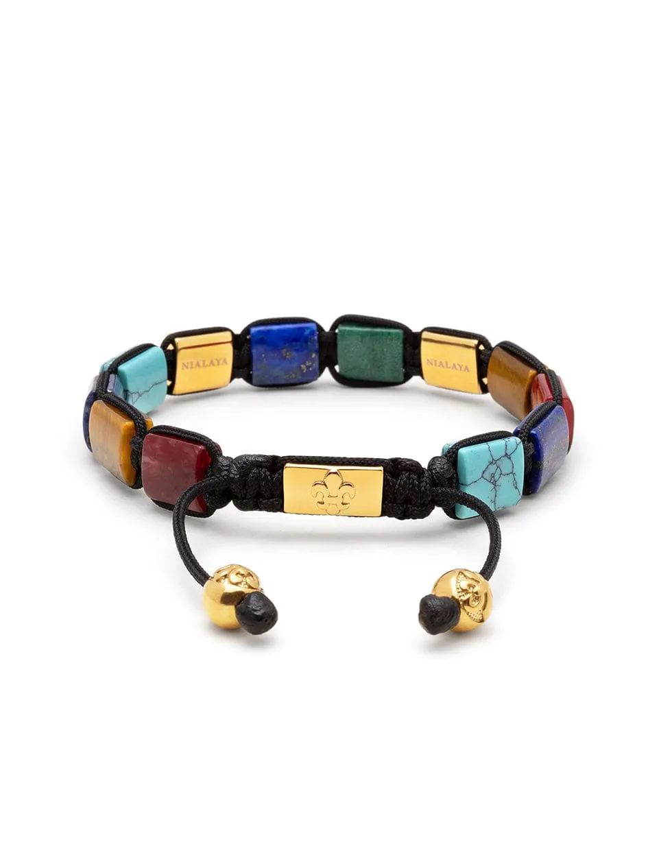 The Dorje Flatbead Collection - Blue Lapis, Green Jade, Brown Tiger Eye, Carnelian and Turquoise