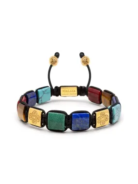 The Dorje Flatbead Collection - Blue Lapis, Green Jade, Brown Tiger Eye, Carnelian and Turquoise