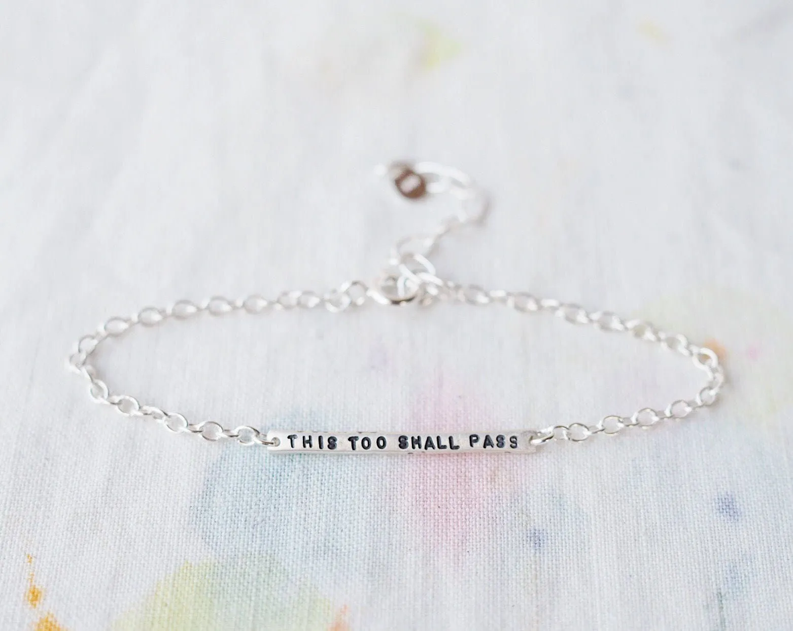 This Too Shall Pass Tiny Bar Bracelet