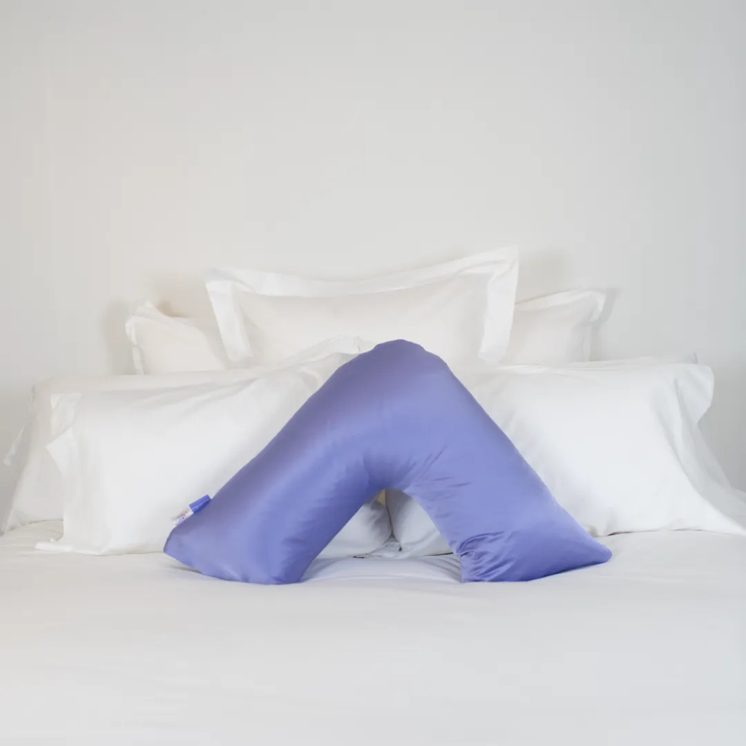 tiara cottons™ v-shaped periwinkle silk pillowcase