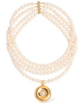 Timeless Pearly   Pearl &amp; crystal necklace 