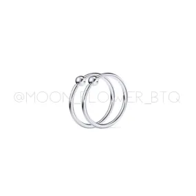 Tiny Silver Fixed Ball Hoop Earrings 8mm