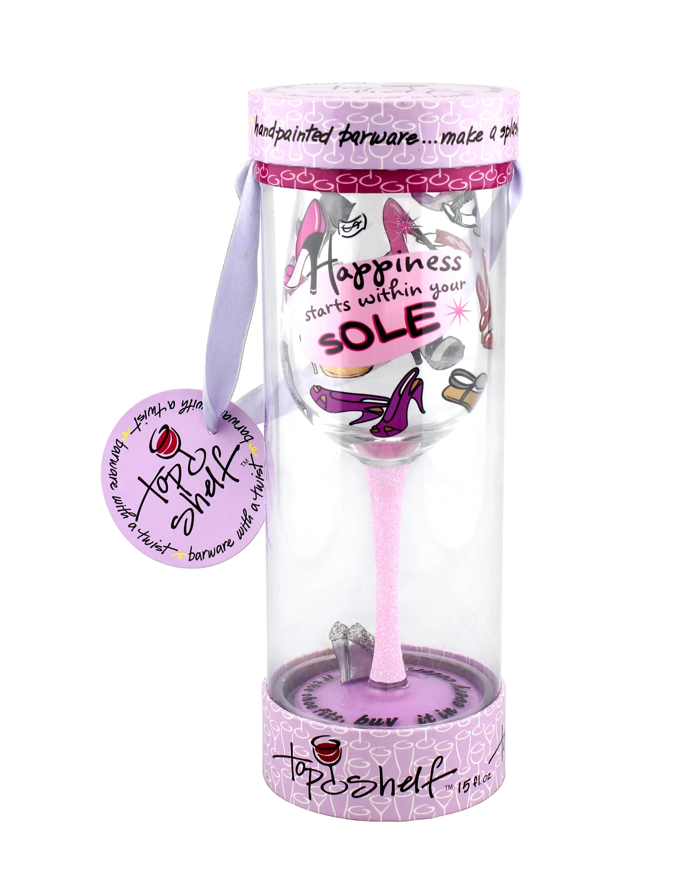 Top Shelf Decorative Happiness Starts Within Your Sole Wine Glass