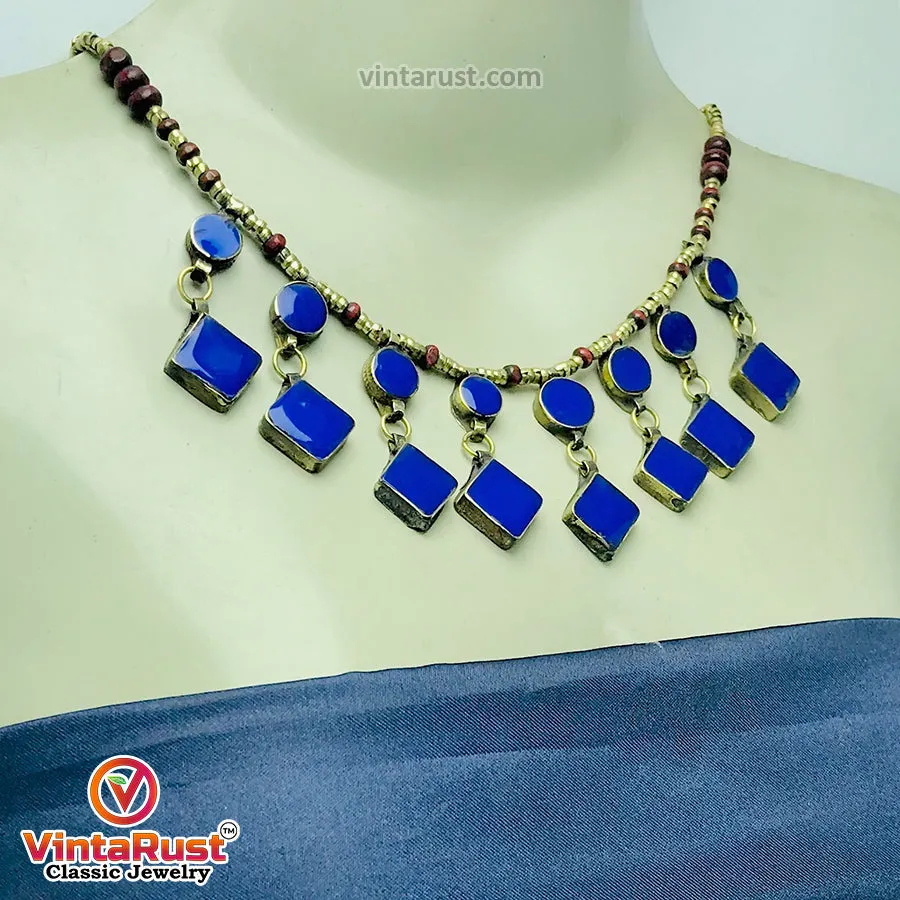 Tribal Dangling Lapis Stone Jewelry Set