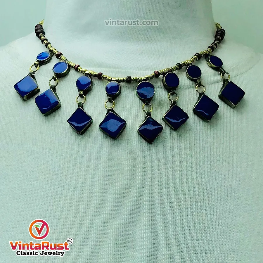 Tribal Dangling Lapis Stone Jewelry Set