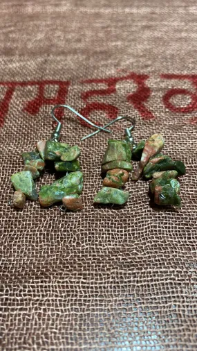 Unakite Chips Dual-Strand Earrings