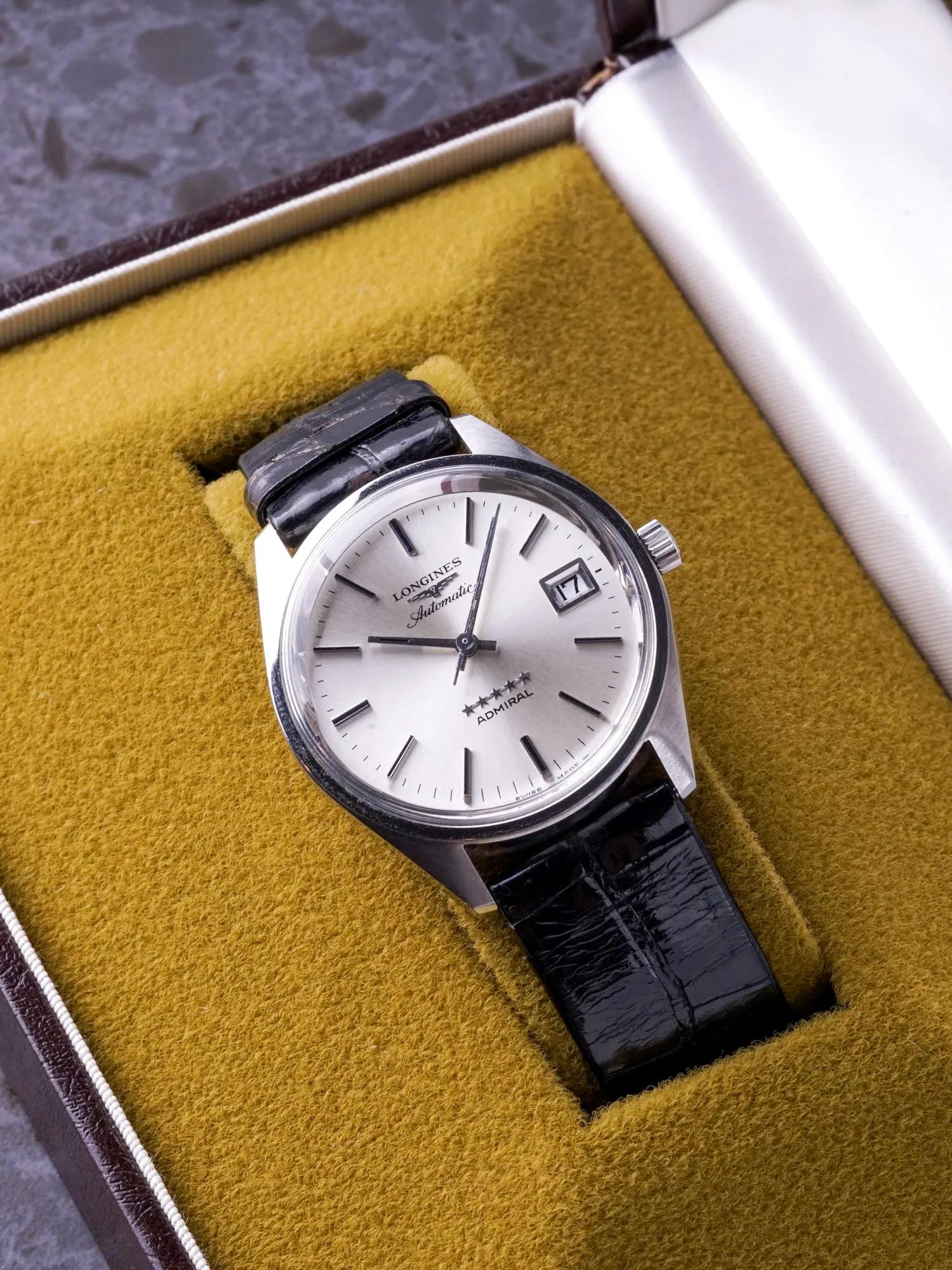 *Unpolished* 1969 Longines Admiral 5-Star (Ref. 8336 5) W/ Original Stap, Buckle, & Box