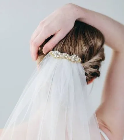 Veil 234: Davie & Chiyo "Gem Comb Veil" elbow length in ivory