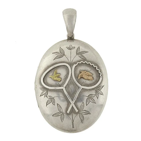 Victorian Sterling Aesthetic Movement Mixed Metals Locket
