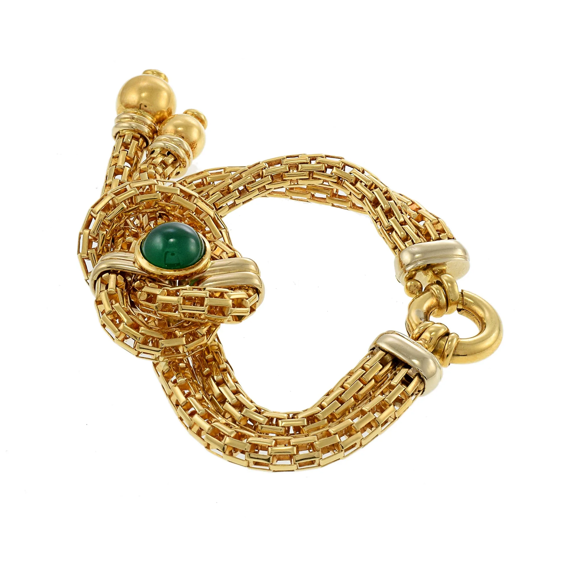 Vintage 1960s 18KT Yellow Gold Mesh Tassel Bracelet