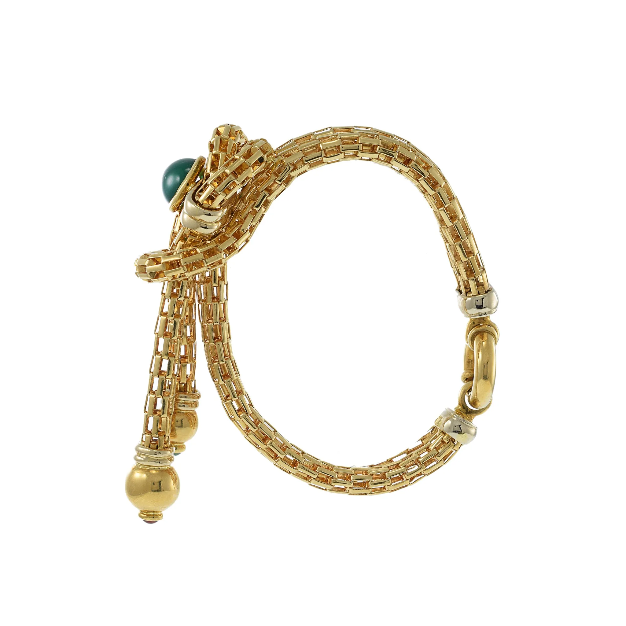 Vintage 1960s 18KT Yellow Gold Mesh Tassel Bracelet