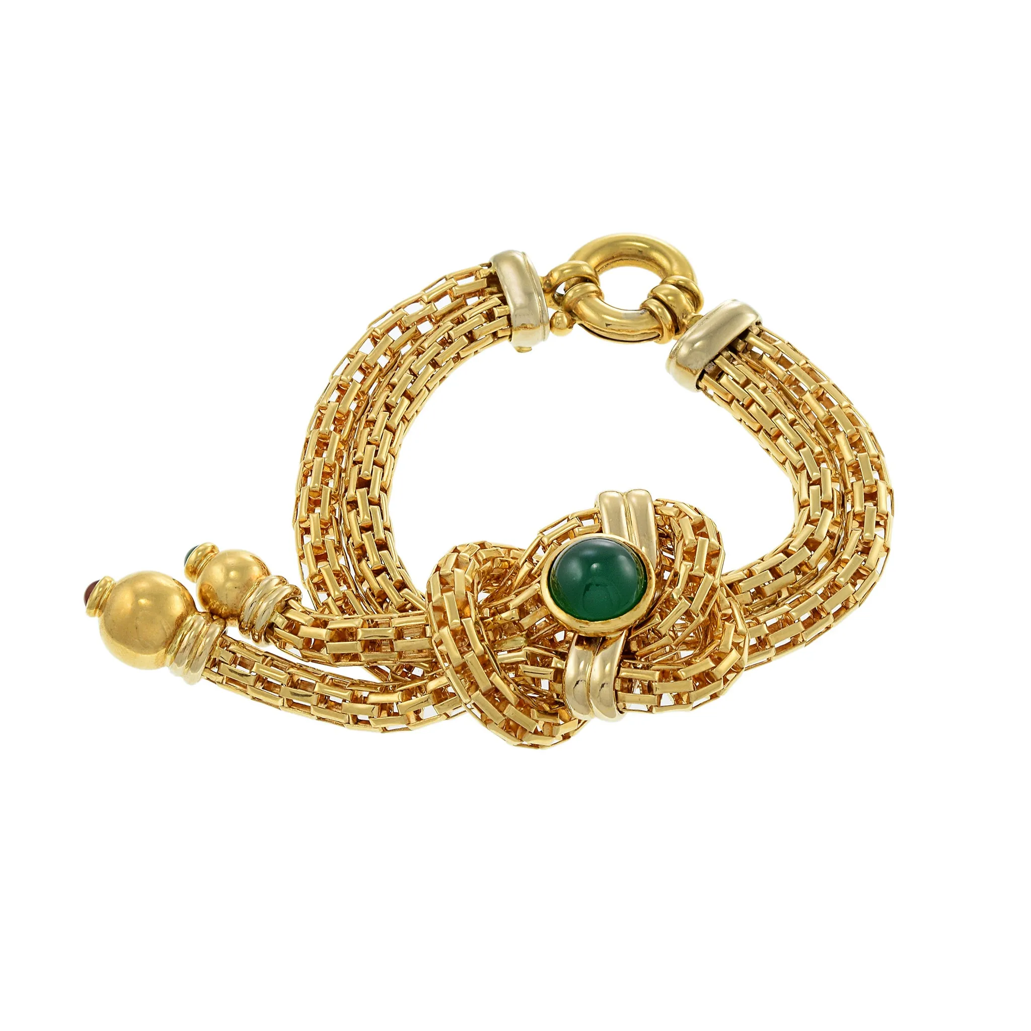 Vintage 1960s 18KT Yellow Gold Mesh Tassel Bracelet