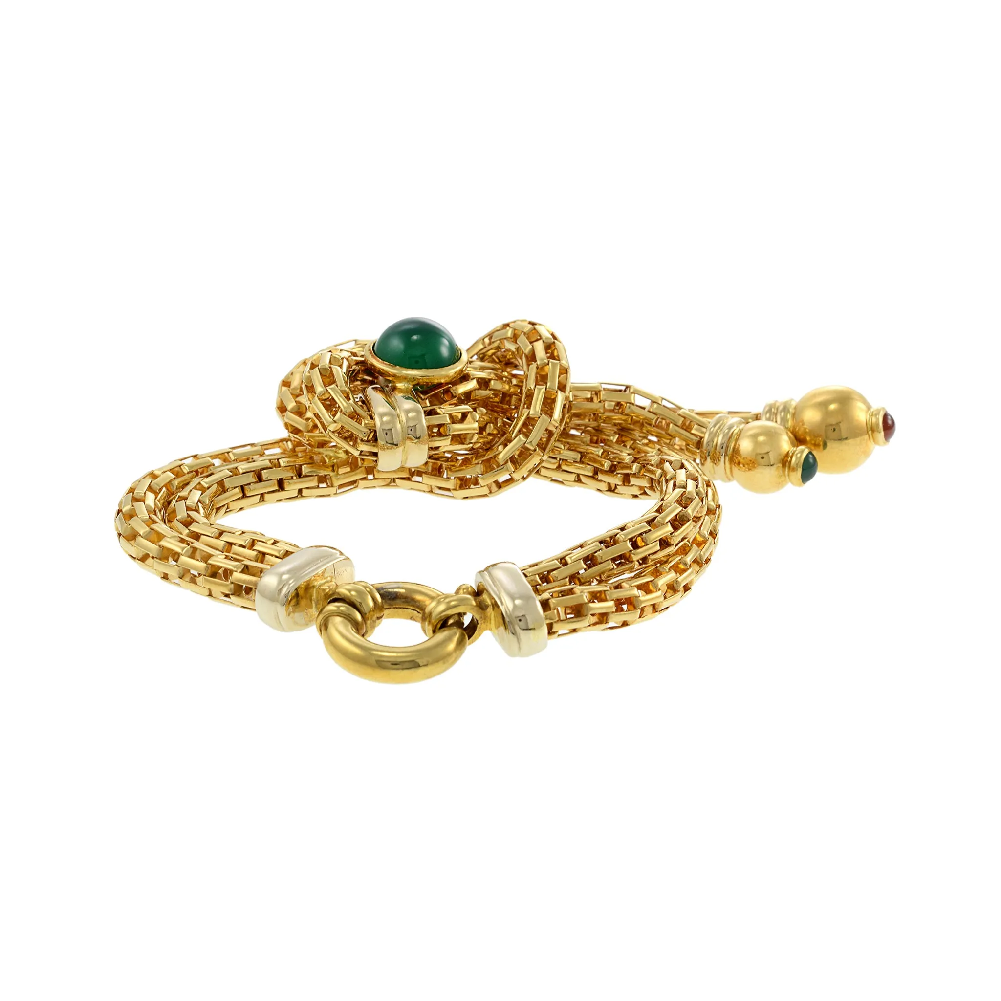 Vintage 1960s 18KT Yellow Gold Mesh Tassel Bracelet