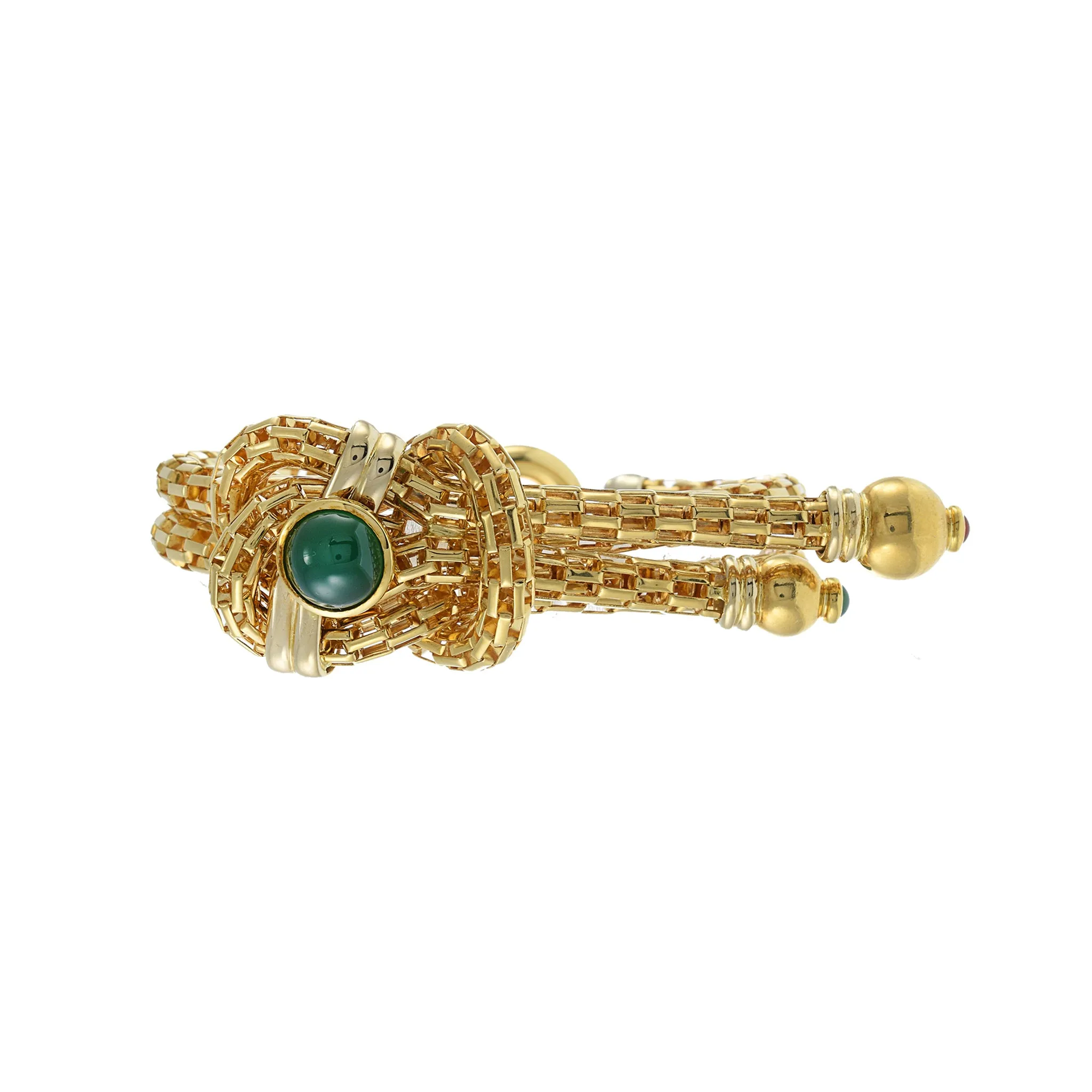 Vintage 1960s 18KT Yellow Gold Mesh Tassel Bracelet