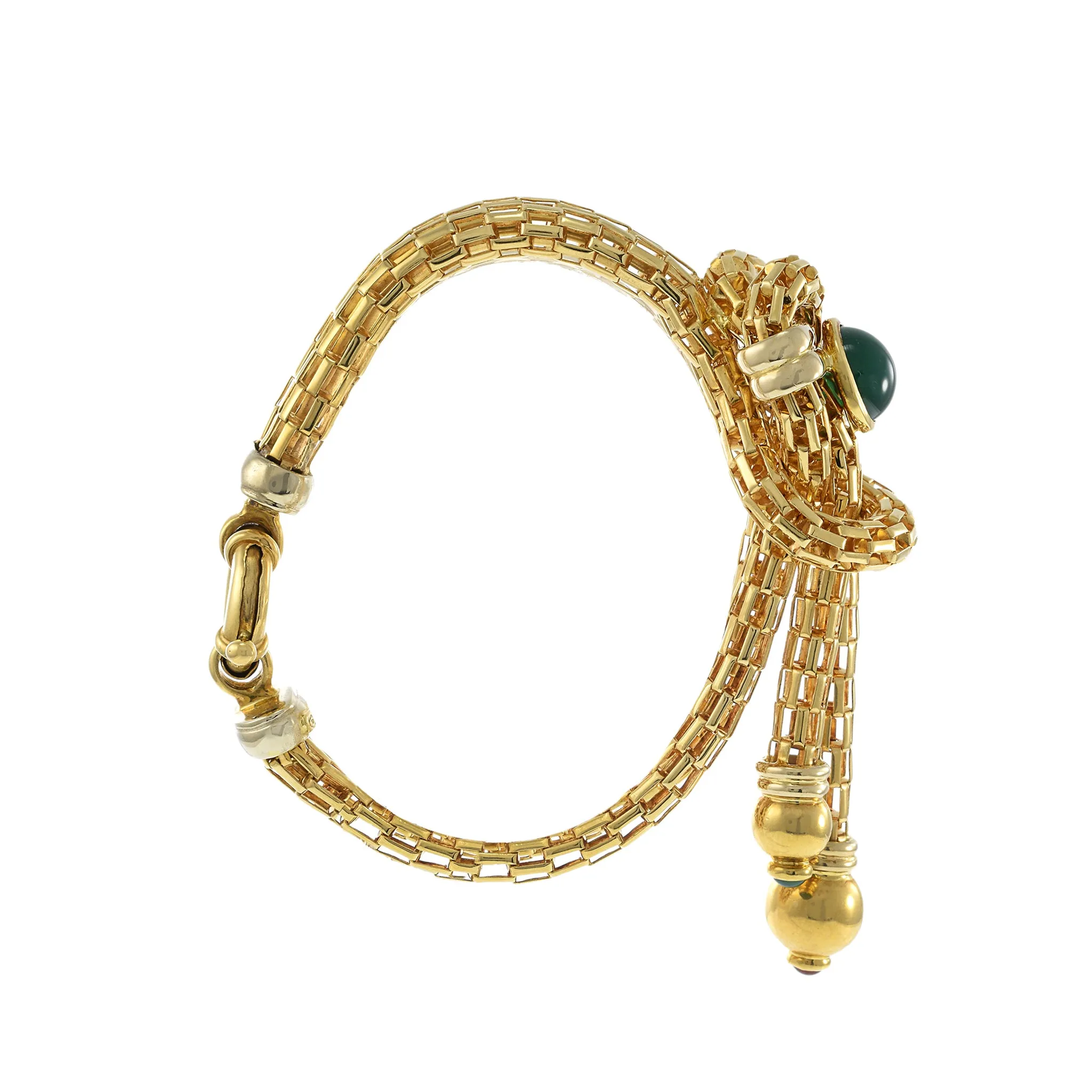 Vintage 1960s 18KT Yellow Gold Mesh Tassel Bracelet