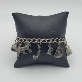 Vintage Chain Link Charm Bracelet - 7.5"