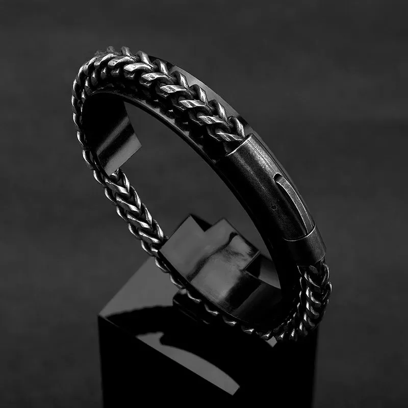 Vintage Chain Link Men Bracelet Handmade Punk Rock Stainless Steel Motorcycle Bracelets Male Hand Jewelry Accessories Boyfriend