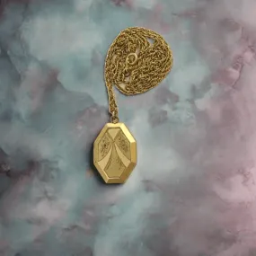 Vintage Geometric Gold Filled Art Deco Locket with Chain