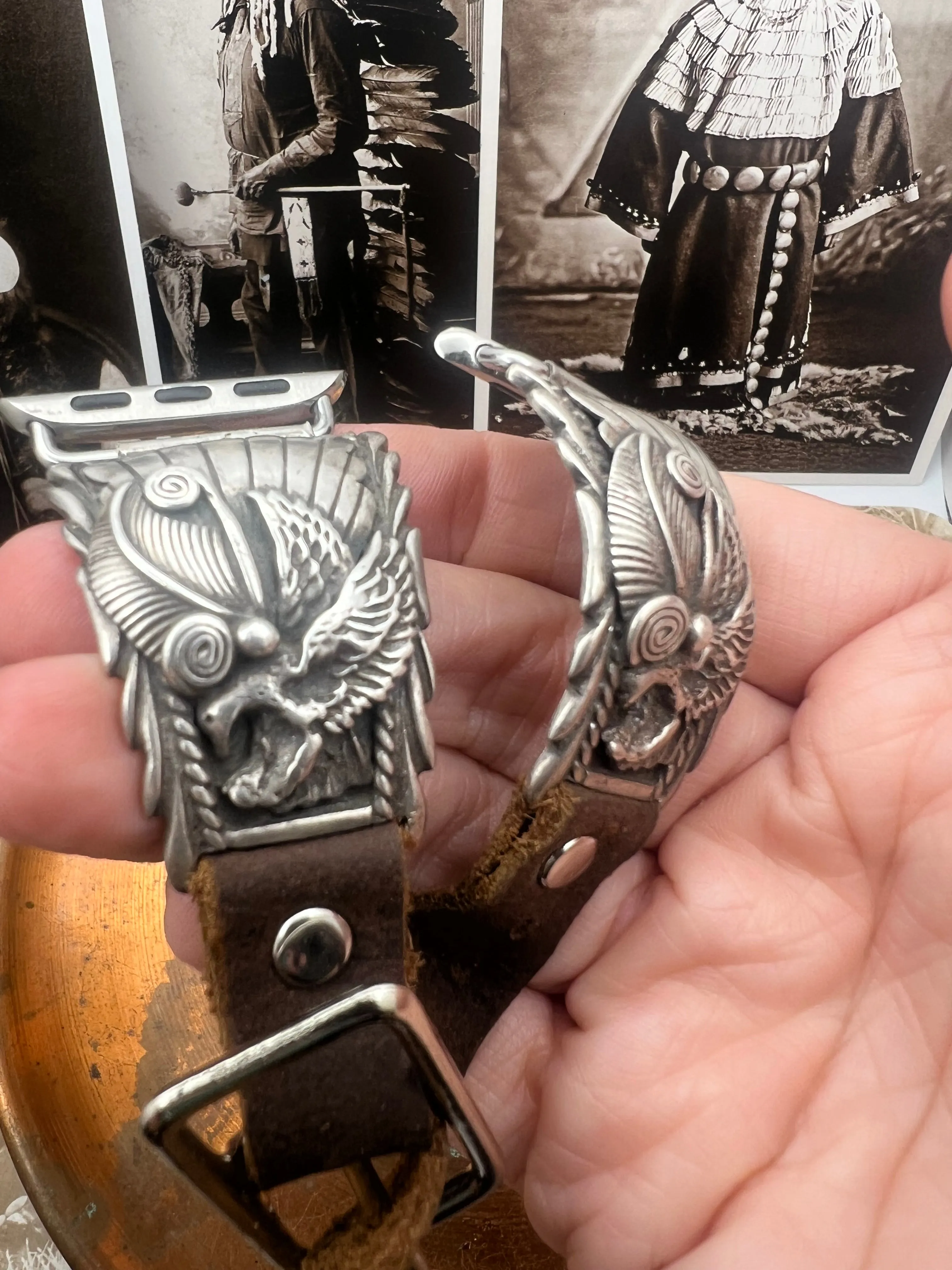 Vintage Native American Sterling Silver Watch Band E