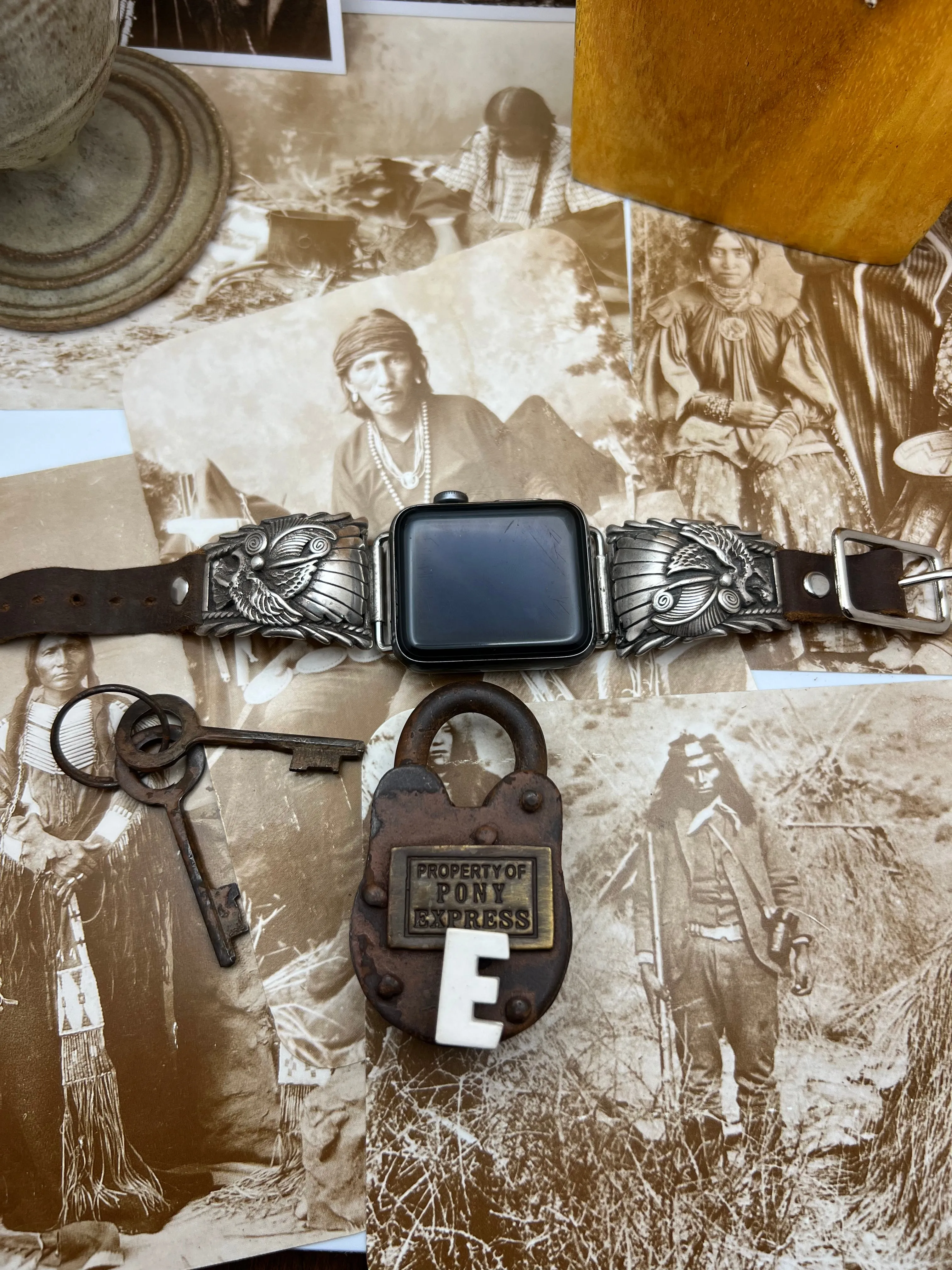 Vintage Native American Sterling Silver Watch Band E