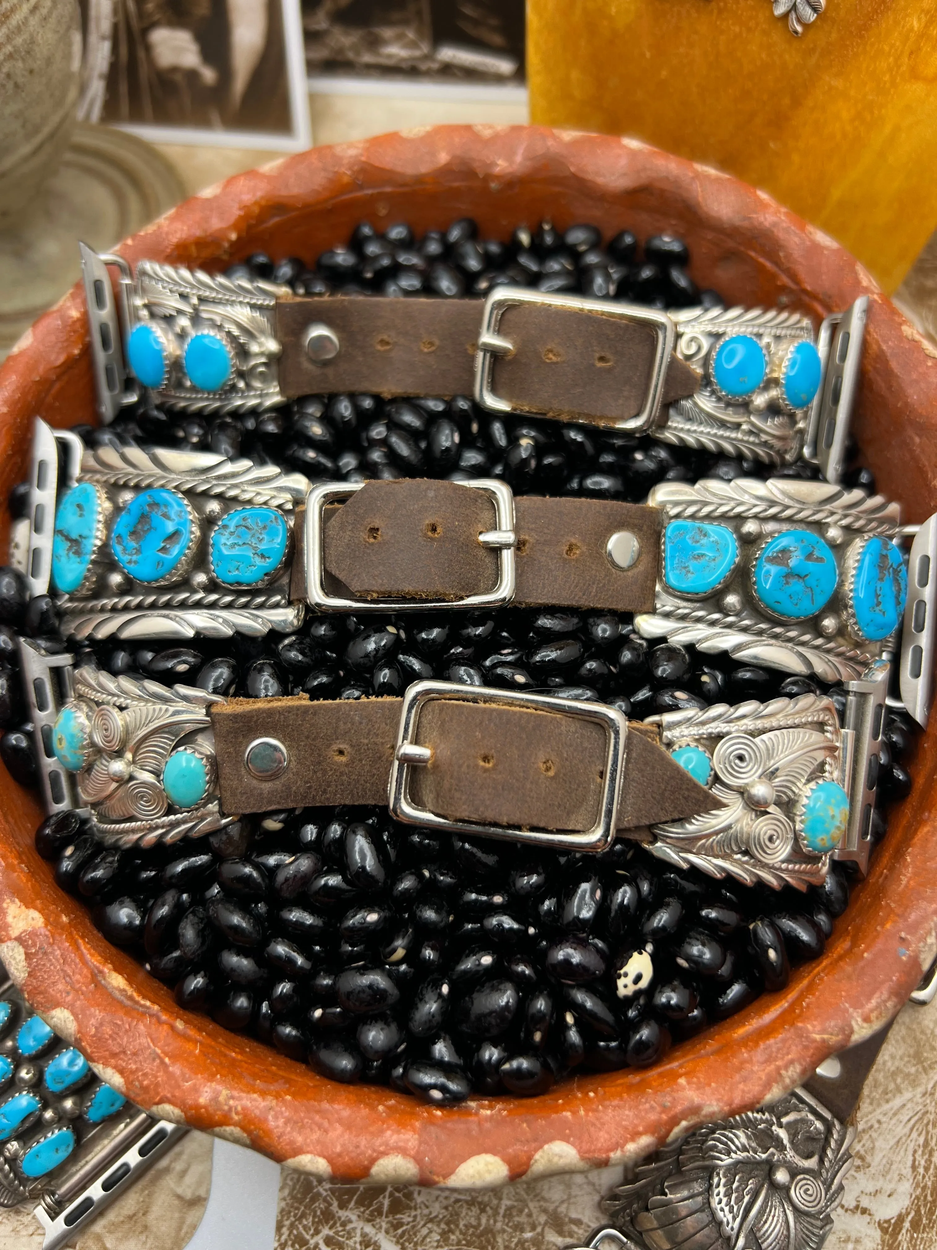 Vintage Native American Sterling Silver Watch Band E